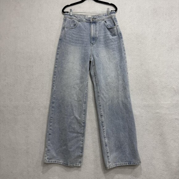 By Together Jeans Womens Large Blue High Rise Wide Leg Straight Denim Pants - Picture 1 of 8